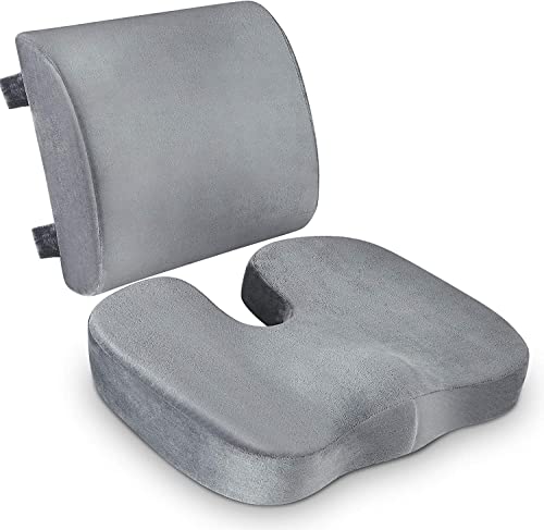 Seat Cushion & Lumbar Support Pillow (Memory Foam)