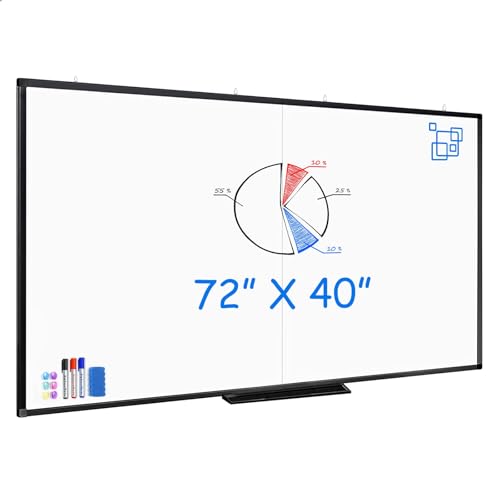 White Board Dry Erase 72x40, Large Magnetic Whiteboard Maxtek Dry Erase Boards for Wall, Aluminum Presentation Wall-Mounted Marker Board with a Long Pen Tray for School, Classroom, Office & Home