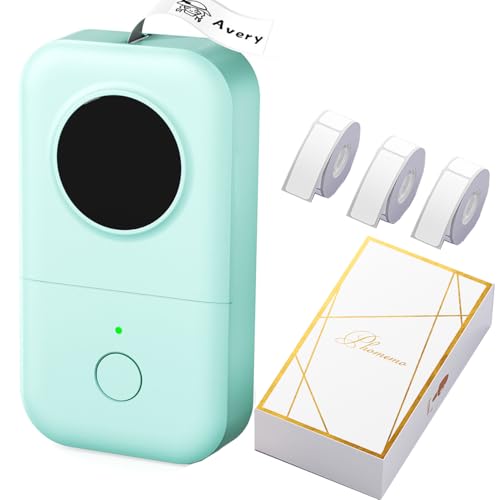 Phomemo Label Makers D30 with 3 Adhesive Label Thermal Paper Bluetooth Label Maker Thermal Label Printer Paper, Easy to Use,for Home Office School Organization,Gift, Rechargable- Green