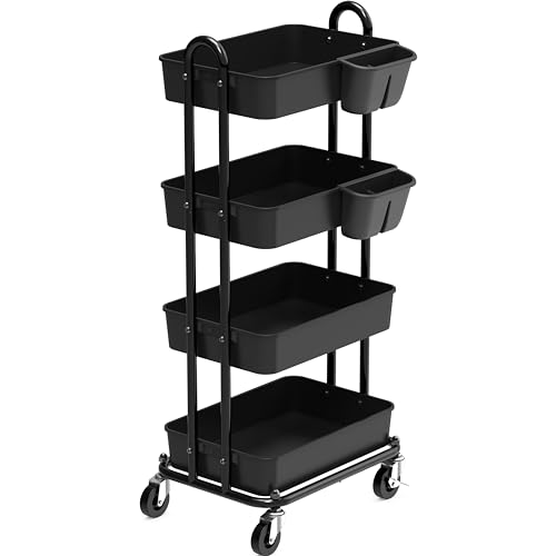 Simple Houseware 4-Tier Rolling Utility Cart (Black)