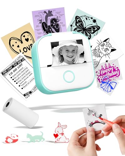 Memoking Print Pods Mini Printer - Sticker Printer Mini Thermal Inkless Sticker Maker Bluetooth Pocket Printpod for Phone, Impresora Portatil for Notes, Flashcards, Diagrams, Journal, DIY, Kids Gift