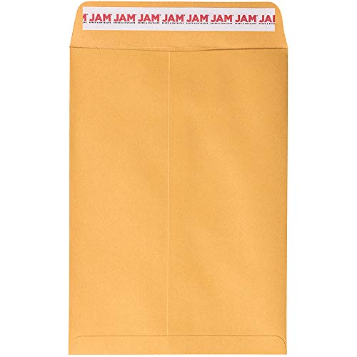 JAM PAPER 7 1/2 x 10 1/2 Open End Catalog Envelopes with Peel and Seal Closure - Brown Kraft Manila - Bulk 250/Box