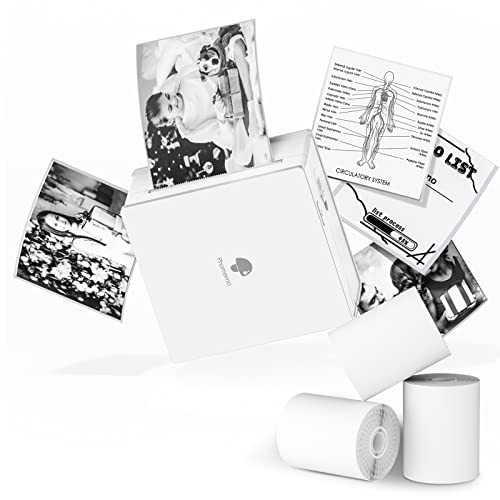 Phomemo Sticker Printer- Mini Thermal Sticker Printer Machine, Small Pocket Label Maker Instant Print for DIY Creation, Study Notes, Photos, Portable Inkless Photo Maker for Kids/Students, White