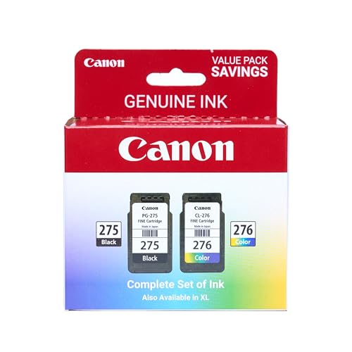 Canon PG-275 / CL-276 Genuine Ink Value Pack (2 Cartridges), Compatible with TS3520/3522/4722/3720/3722, TR4720