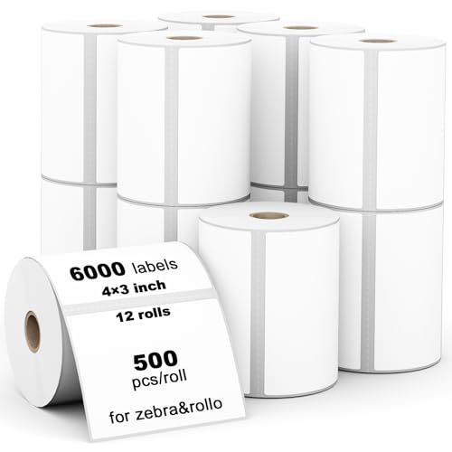 12 Rolls 4" x 3" Direct Thermal Label