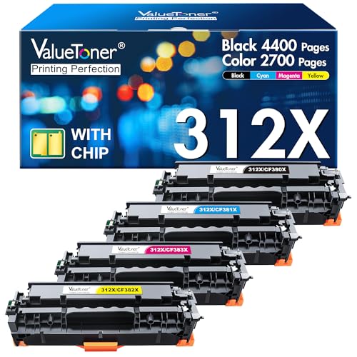 Valuetoner 312X Toner Cartridges Remanufactured for HP 312X for HP 312A 305A 305X Toner Cartridges High Yield for Laserjet Pro 400 300 Color M451dn M451dw M451nw M475dw MFP M476nw Printer (4-Pack)