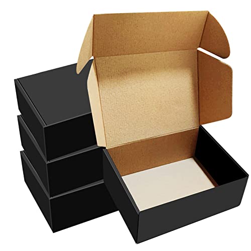 30 Pack 8x6x3 inches Black Shipping Boxes, Corrugated Mailer Boxes, Packaging Boxes for Products, Recyclable Cardboard Box, Flat Literature Mailers for Gifts, Clothings by Mailing