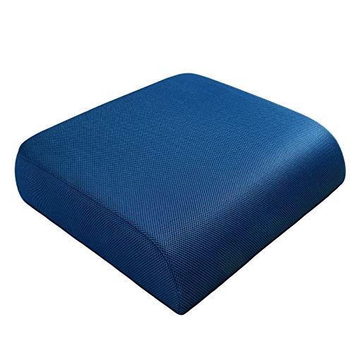 YOUFI Extra Thick Large Seat Cushion -19 X 17.5 X 4 Inch Gel Memory Foam Cushion with Carry Handle Non Slip Bottom - Pain Relief Coccyx Cushion for Wheelchair Office Chair (Blue (1PACK))