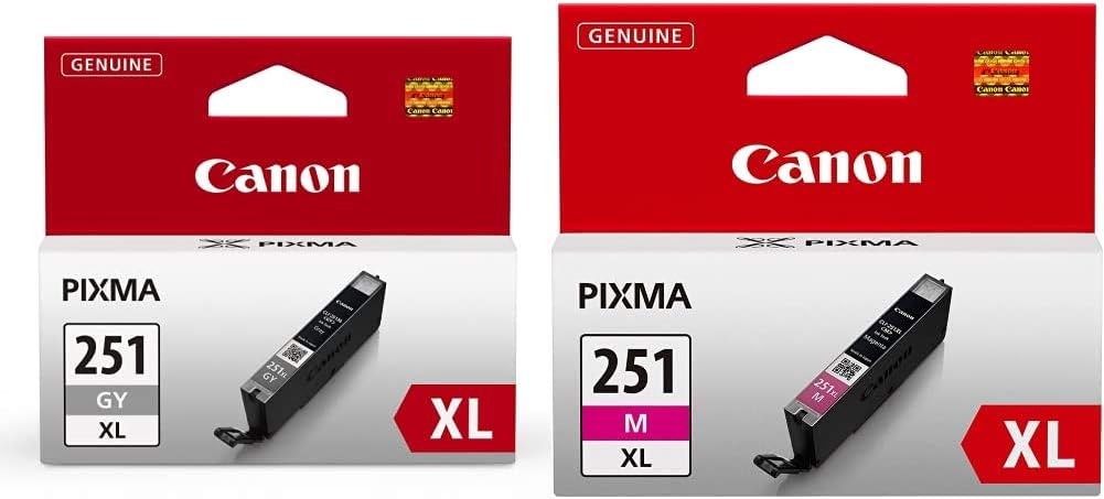 Canon CLI-251XL Gray and Magenta Ink Cartridges Compatible with iP7220, iX6820, MG5420, MG5520, MG5620, MG6320, MG6420, MG6620, MG7120, MG7520, MX722, MX922 and iP8720 Printers