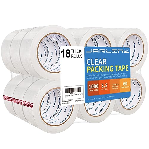 JARLINK Clear Packing Tape (18 Rolls)