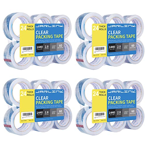 JARLINK Clearer Packing Tape 24 Rolls, Heavy Duty Packaging Tape for Shipping Packaging Moving Sealing, 2.8mil Thicker, 1.88 inches Wide, 60 Yards Per Roll, 1440 Total Yards