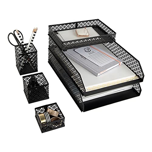 BLU MONACO Black Desk Organizer Set