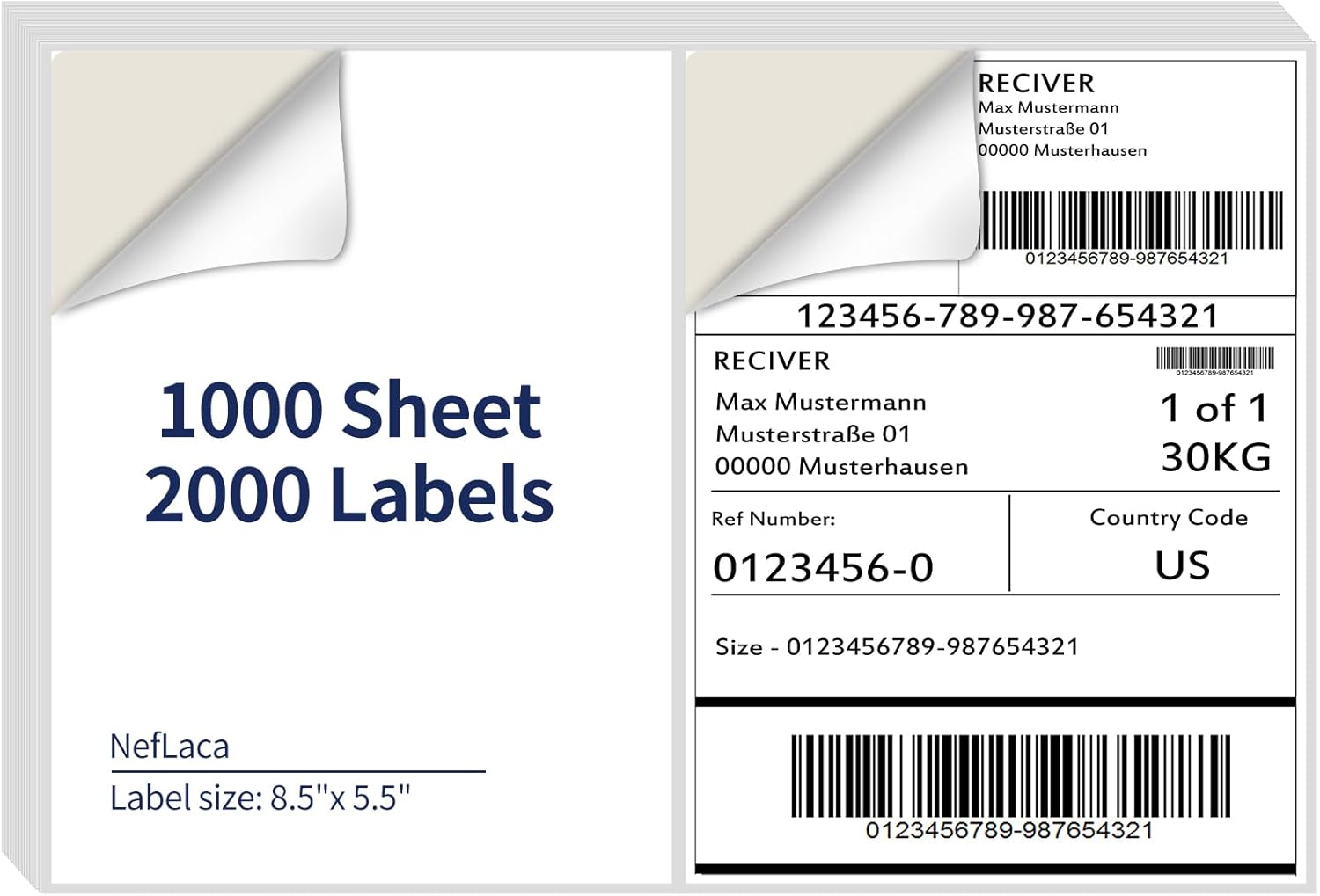 NefLaca Half Page 2000 Labels