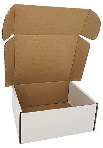 ROTCH 50 Pack 7x6x3'' Corrugated Mailers, White, Cardboard Boxes Perfect for Shipping (M763-E-W)