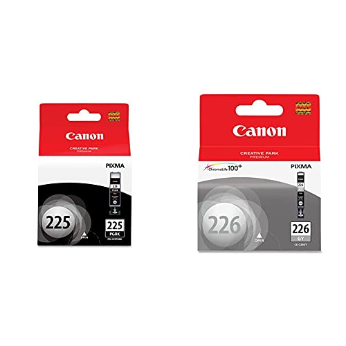 Canon Printer Ink Bundle with PGI-225 Black and CLI-226 Gray Ink Tanks