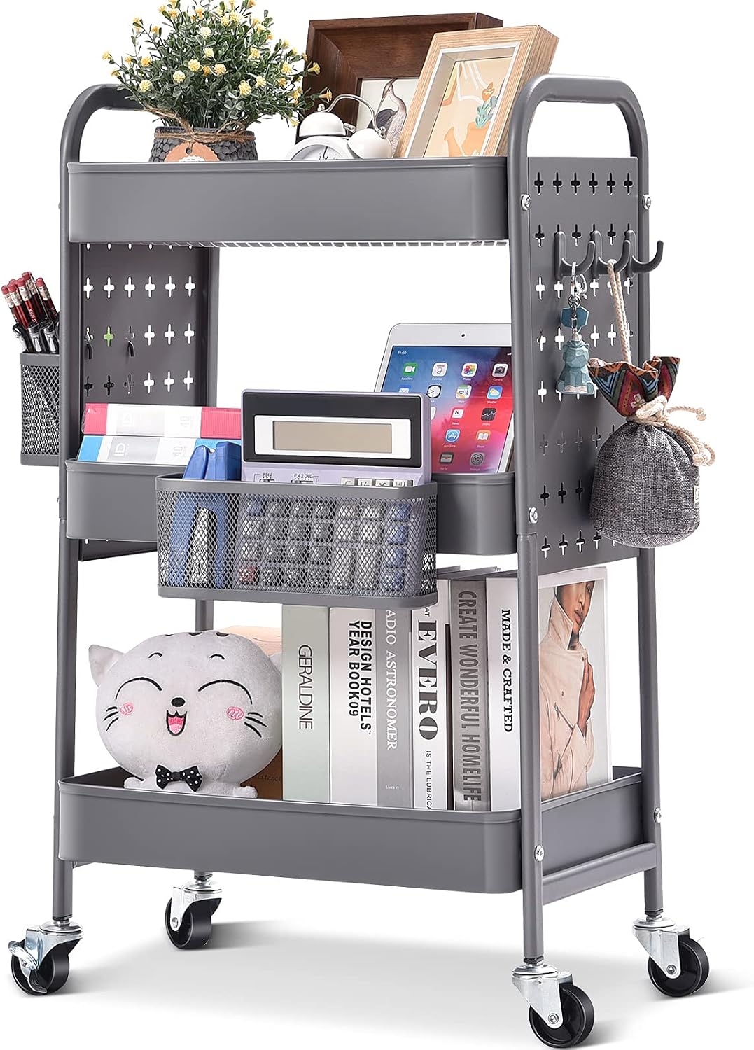 TOOLF 3-Tier Rolling Cart (Grey)