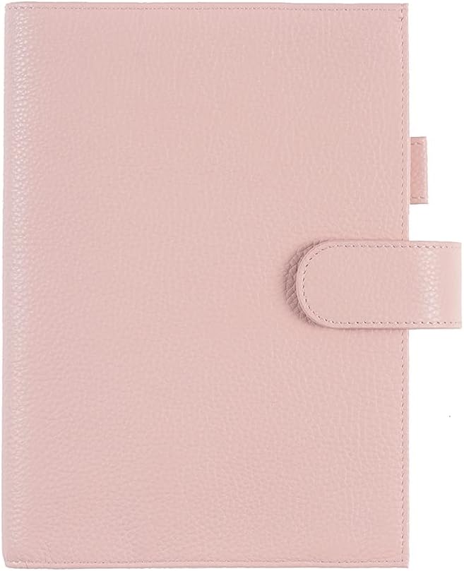 Moterm Leather Cover for A5 Notebooks - Fits Hobonichi Cousin, Stalogy and Midori MD Planners, with Pen Loop, Card Slots and Back Pocket (Pebbled-Dusty Rose)