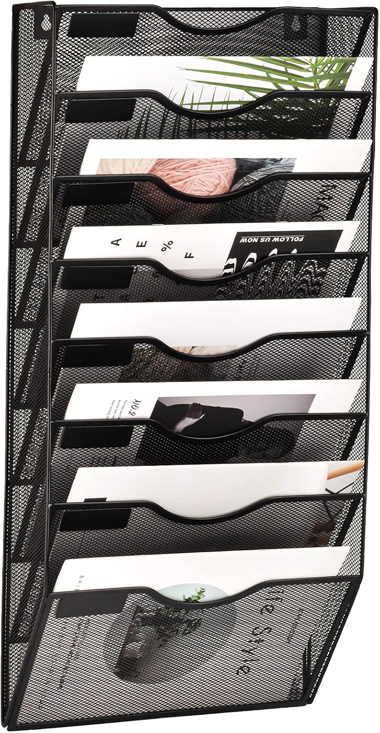 EASEPRES 8 Pocket Mesh Hanging Wall File Organizer