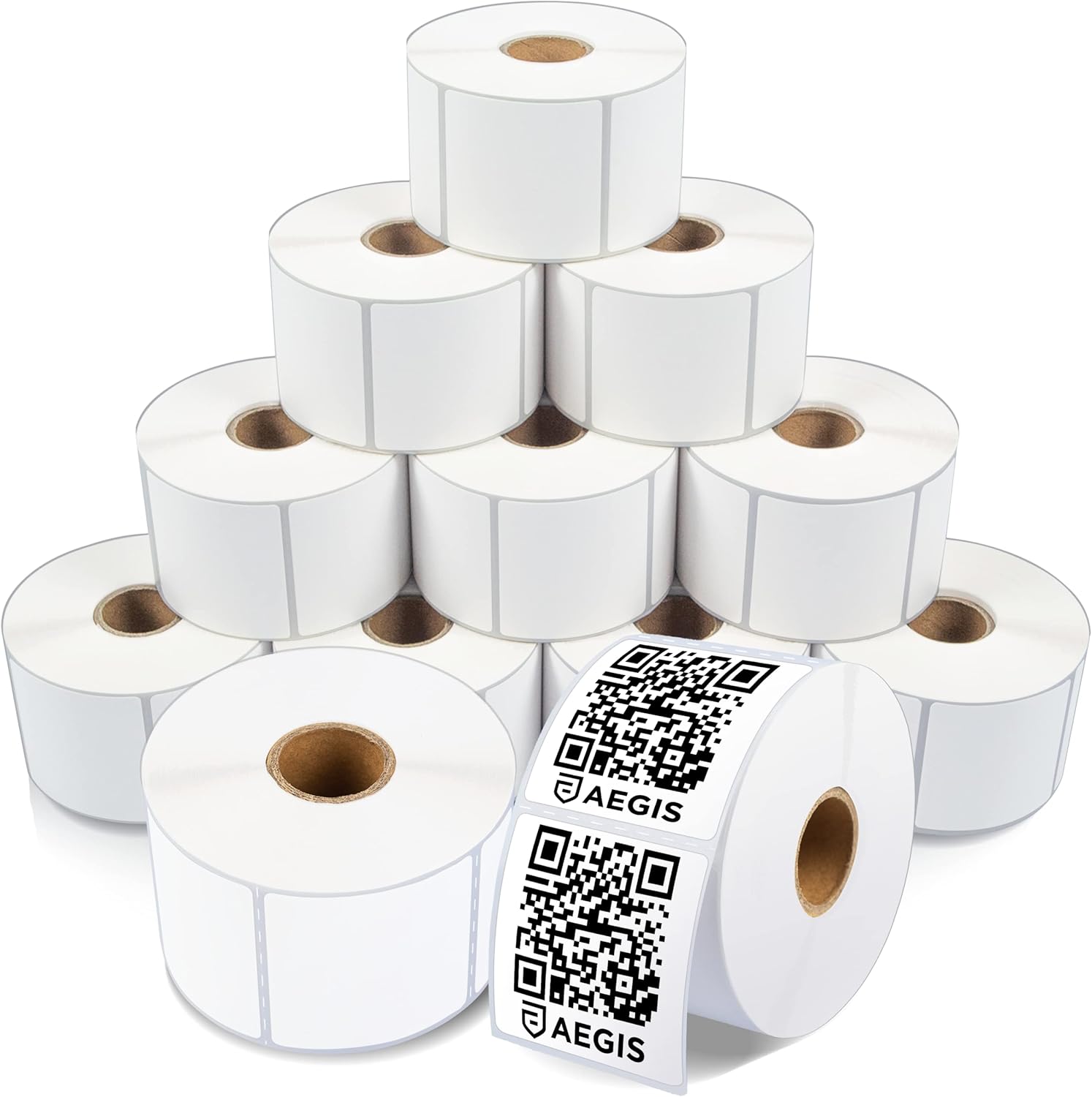Aegis Adhesives - 2 X 2 Square Direct Thermal Multipurpose Labels for QR Codes, Barcodes, Perforated & Compatible with Rollo, Zebra, & Other Desktop Label Printers (12 Rolls, 700/Roll)