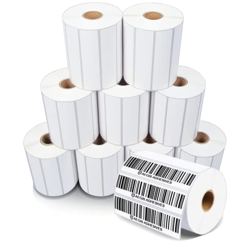 Aegis Adhesives - 4 X 1 Direct Thermal Labels for Barcodes, Address, Perforated & Compatible with Rollo, Zebra, & Other Desktop Label Printers (10 Rolls, 1300/Roll)