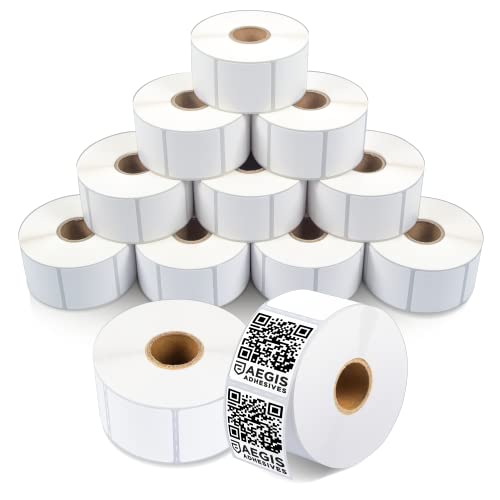 Aegis Adhesives - 1 12 X 1 12 Square Direct Thermal Multipurpose Labels for QR Codes, Barcodes, Perforated & Compatible with Zebra Desktop Printers - NOT Rollo Compatible (12 Rolls, 900/Roll)