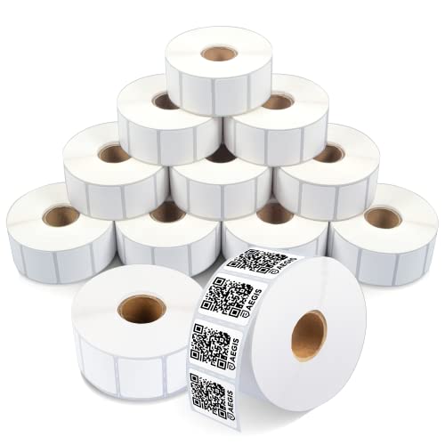 Aegis Adhesives - 1 14 X 1 Direct Thermal Multipurpose Labels for QR Codes, Price Tags, Perforated & Compatible with Zebra Desktop Printers - NOT Rollo Compatible (12 Rolls, 1300/Roll)