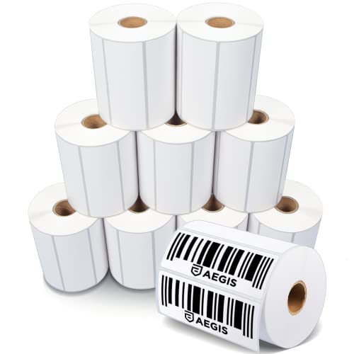 Aegis Adhesives - 4 X 1.5 Direct Thermal Labels for Printing Barcodes, Address, Perforated & Compatible with Rollo, Zebra, & Other Desktop Label Printers (10 Rolls, 900/Roll)