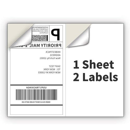 Coopaty Half Sheet Shipping Labels for Laser and Inkjet Printers 8.5 x 5.5 Mailing Address Labels, Permanent Adhesive (10000 Sheets, 20000 Labels)