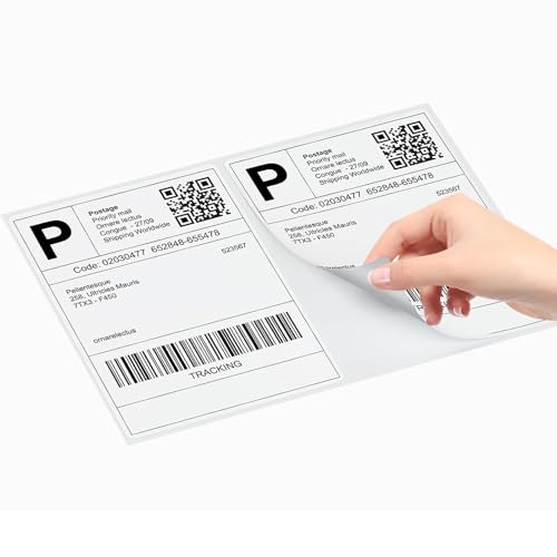 Coopaty Half Sheet Shipping Labels 8.5" x 5.5" Sticker Labels for Laser & Ink Jet Printers, 2 Per Page Self Adhesive Mailing Labels for Packages (20000 Labels)