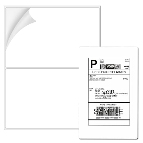 Coopaty Half Sheet Shipping Labels 8.5" x 5.5" Sticker Labels for Laser & Ink Jet Printers, 2 Per Page Self Adhesive Mailing Labels for Packages (8000 Labels)