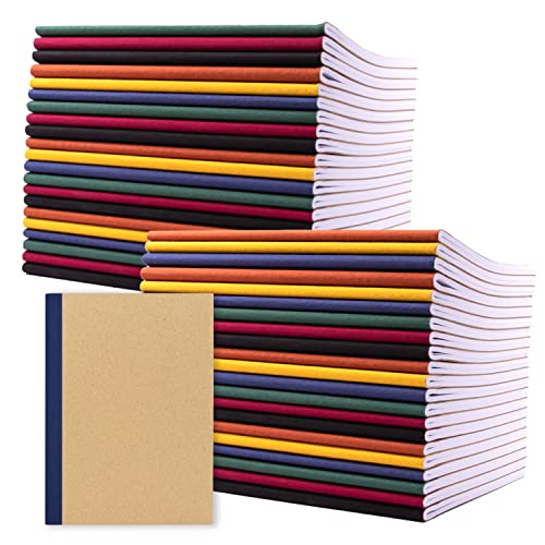 PAPERAGE 48-Pack Composition Notebook Journals, 120 Pages, Kraft Cover with Jewel Tone Spines, College Ruled Lined Paper, Small Size (8 in x 5.75 in) For Home, Office or School Supplies