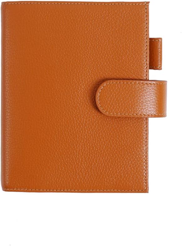 Moterm Leather Cover for A6 Notebooks - Fits Hobonichi Original, Stalogy and Midori MD Planners, with Pen Loop, Card Slots and Back Pocket (Pebbled-Burnt Orange, A6+)