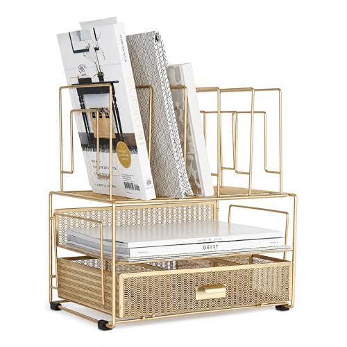 BLU MONACO Gold Desk Organizer