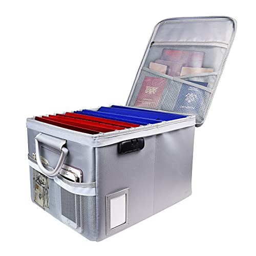 TOMKID Fireproof File Cabinet with Lock, Fireproof Document Organizer Collapsible File Box Filing Cabinet with Handle for Letter Legal Folder Certifications