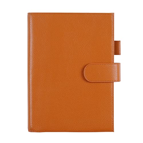 Moterm Leather Cover for A5 Notebooks - Fits Hobonichi Cousin, Stalogy and Midori MD Planners, with Pen Loop, Card Slots and Back Pocket (Pebbled-Burnt Orange)