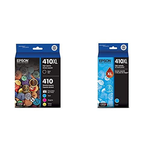 Epson 410 Claria Premium Ink High Capacity Black & Standard Color Cartridge Combo Pack (T410XL-BCS) 410 Claria Premium Ink High Capacity Cyan Cartridge (T410XL220-S)