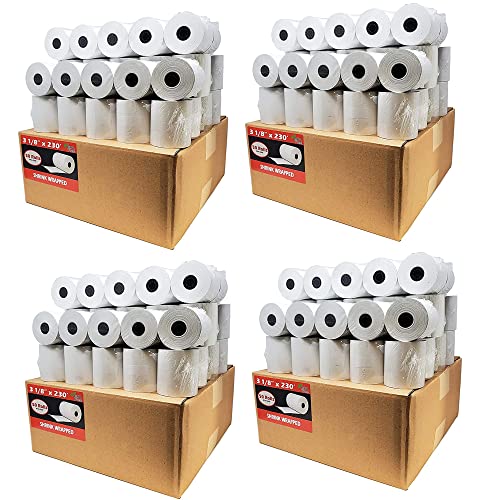 (200 Rolls) 3 1/8 x 230 Thermal Paper Receipt Rolls (55 GSM Premium Quality German Paper) Fits All POS Cash Registers BPA Free - BuyRegisterRolls