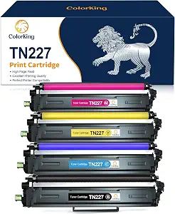 ColorKing Compatible Toner Cartridge Replacement for Brother TN227 TN-227 TN227BK TN223 TN223BK, 4 Pack