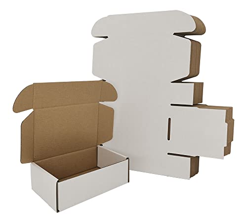50 Pack 6x4x2'' Small Shipping Boxes, White Corrugated Cardboard Literature Mailers, Mailing Packaging Supplies for Small Business (W642-50)