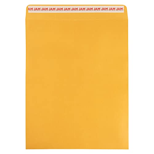 JAM PAPER 11 1/2 x 14 1/2 Open End Catalog Commercial Envelopes with Peel and Seal Closure - Brown Kraft Manila - Bulk 250/Box