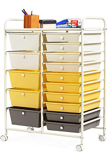 HAPPYGRILL 15-Drawer Rolling Cart