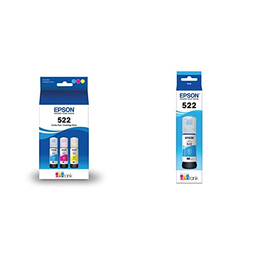 EPSON EcoTank Ink Bottle Color Combo Pack (T522520-S) Works with EcoTank ET-2720, ET-2800, ET-2803, ET-2840, ET-4700, ET-4800, ET-4810