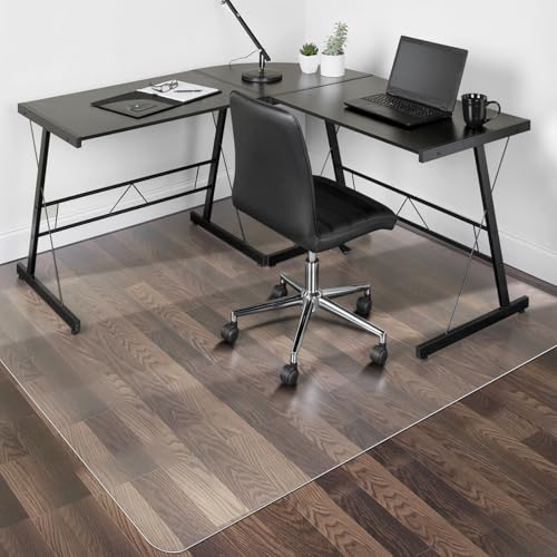 SALLOUS Chair Mat for Hard Floors, 63" x 51" Large Office Chair Mat for Hardwood Floor, Floor Protector Desk Mat for Home Office, Gaming Easy Glide (Clear)