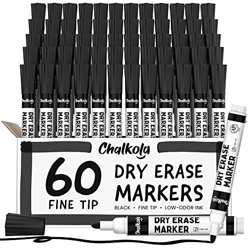 Chalkola Black Dry Erase Markers (60)