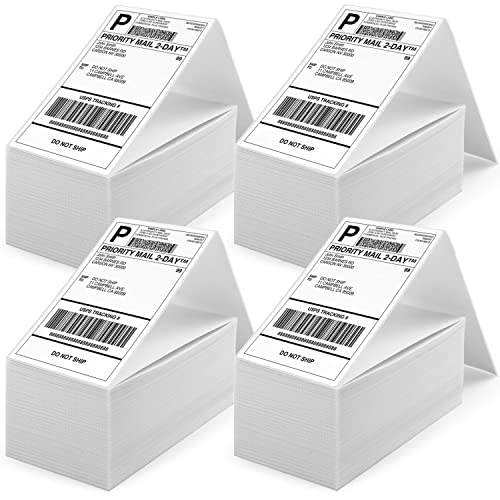 4" x 6" Shipping Labels for Thermal Printer, Fan-Fold Postage Thermal Labels, Mailing Labels for Packages (4 Stacks, 2000 Labels)