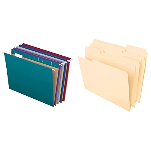 Pendaflex Recycled Hanging File Folders (81667) and Pendaflex File Folders, Letter Size (65213) - 2 Box Bundle