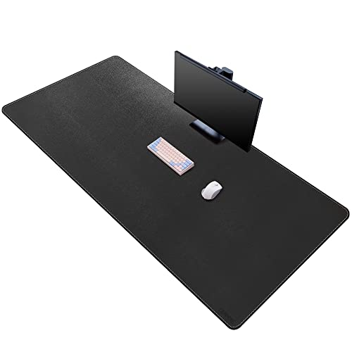 CENNBIE Leather Desk Mat, 63" x 31.4" Extra Large Desk Pad Blotter Protector, Extended Non-Slip Mouse Pad, Waterproof PU Leather Desk Mat on top of desks Large for Office and Home (Black)