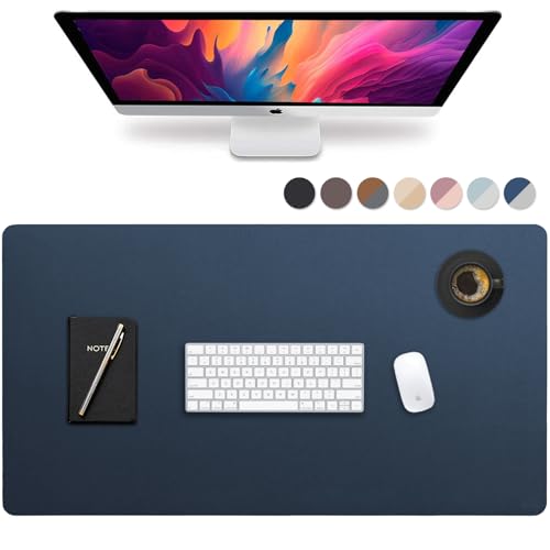 Vine Creations Leather Desk Mat Large 44" x 22", Desk Protector Mat, PU Leather Desk Pad, Large Mouse Pad, Desk Blotter, Desk Pads on Top of Desks, Desk Matt for Desktop, Office Desk Mat (Dark Blue)