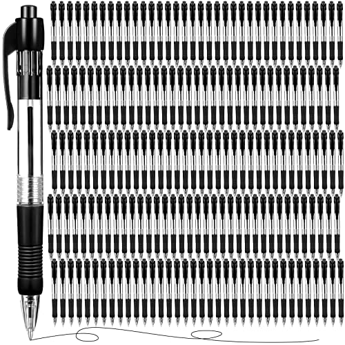Fainne 200 Pack Retractable Ballpoint Pen 1.0 mm Medium Point Refillable Smooth Click Writing Pens With Grip for Work Journal Writing Office School Supplies(Black Ink)