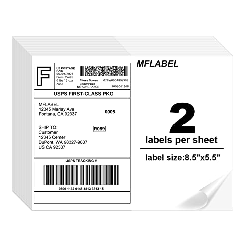MFLABEL Half Sheet Shipping Labels (4000 Labels)